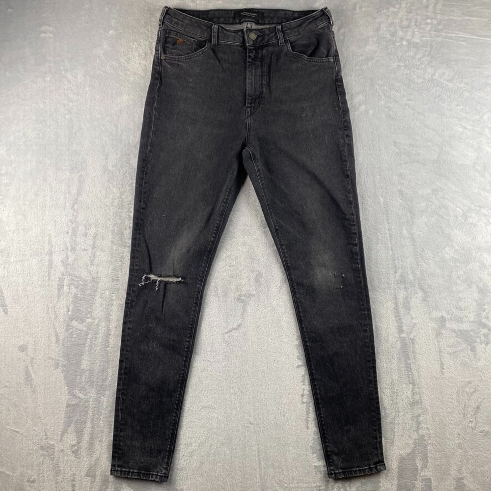Scotch & Soda Jeans Womens 30x32 Black Haut High Rise Skinny Charcoal Distressed